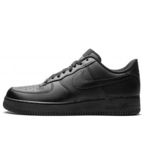 Nike Air Force 1 Low All Black с мехом - 129