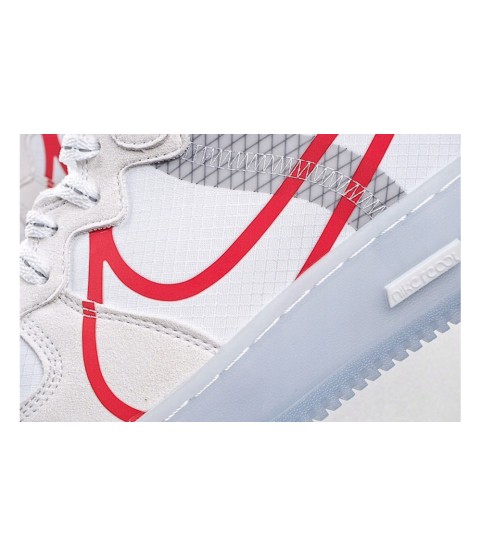 Nike Air Force 1 React Qs Herrer White Light Bone Red - 144