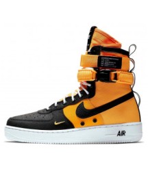 Зимние кроссовки Nike Air Force 1 SF AF1 High черные с оранжевым - 152