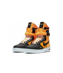 Зимние кроссовки Nike Air Force 1 SF AF1 High черные с оранжевым - 152