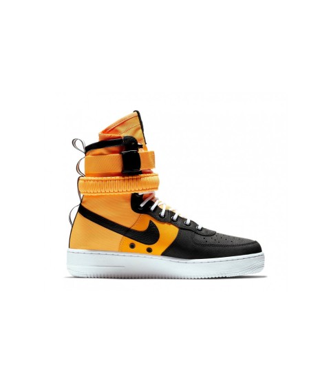 Зимние кроссовки Nike Air Force 1 SF AF1 High черные с оранжевым - 152