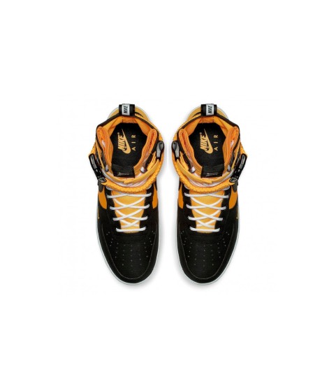 Зимние кроссовки Nike Air Force 1 SF AF1 High черные с оранжевым - 152