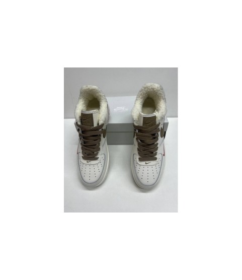 Nike Air Force 1 LV8 White Grey с мехом - 212