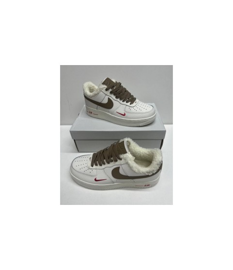 Nike Air Force 1 LV8 White Grey с мехом - 212