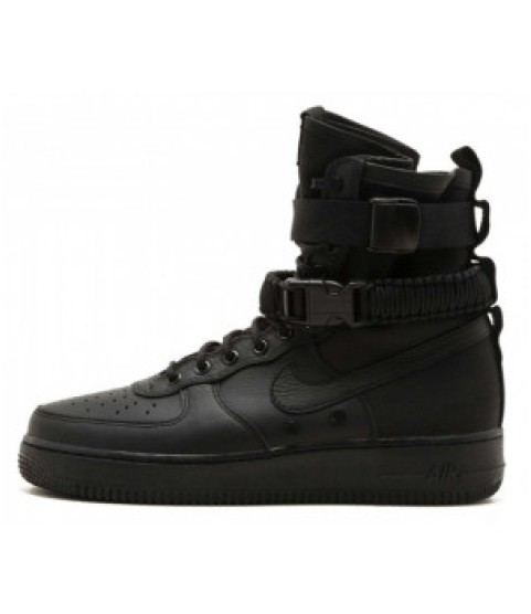 Кроссовки Nike Air Force 1 SF Mid Triple Black черные - 226
