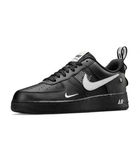 Зимние кроссовки Nike Air Force 1 Mid '07 LV8 Black черные с белым - 242