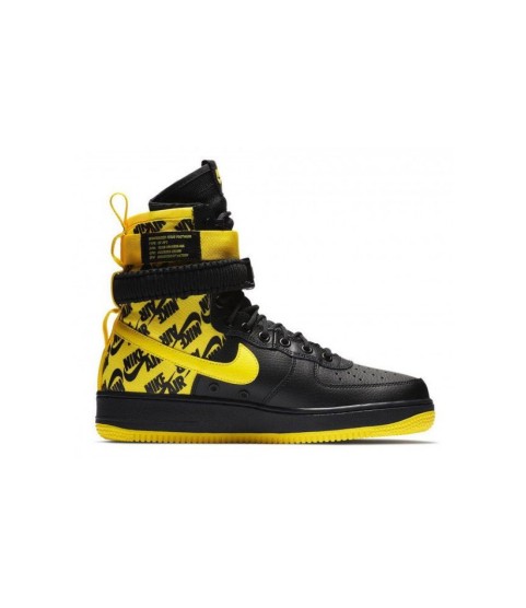 Nike кроссовки Air Force High SF AF1 Black Yellow - 313
