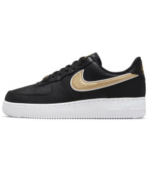 Кроссовки Nike Air Force 1 черные с золотым - 323