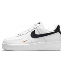 Nike Air Force 1 Low 07 Essential White Black Gold Mini Swoosh - 324