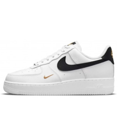 Nike Air Force 1 Low 07 Essential White Black Gold Mini Swoosh - 324
