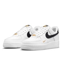 Nike Air Force 1 Low 07 Essential White Black Gold Mini Swoosh - 324