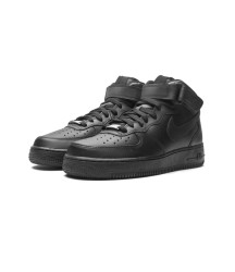 Nike Air Force 1 Mid ’07 Triple Black с мехом - 6