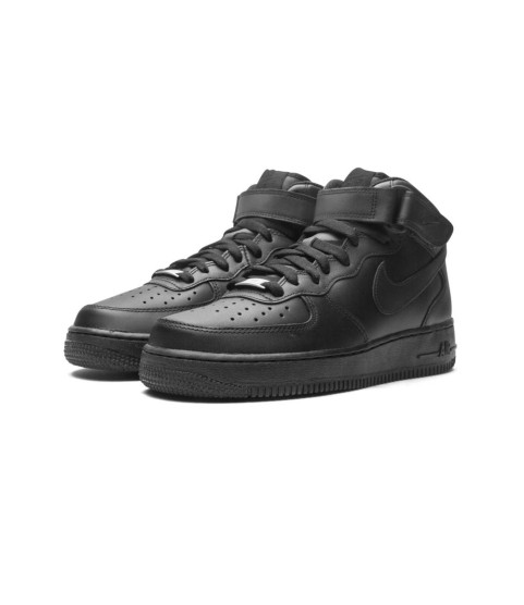 Nike Air Force 1 Mid ’07 Triple Black с мехом - 6
