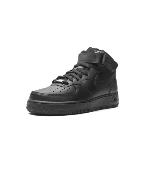 Nike Air Force 1 Mid ’07 Triple Black с мехом - 6