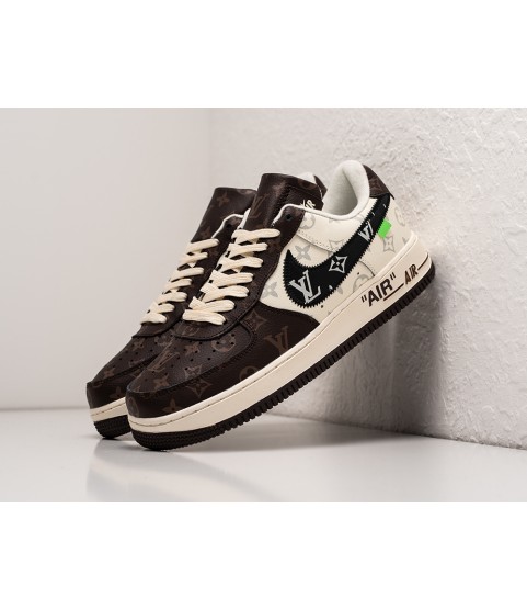 Кроссовки Louis Vuitton x Off-White х Nike Air Force 1 Low цвет Коричневый - 200