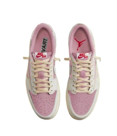 Кроссовки Air Jordan 1 Low, розовый и белый