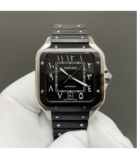 Часы Cartier Santos с черным циферблатом
