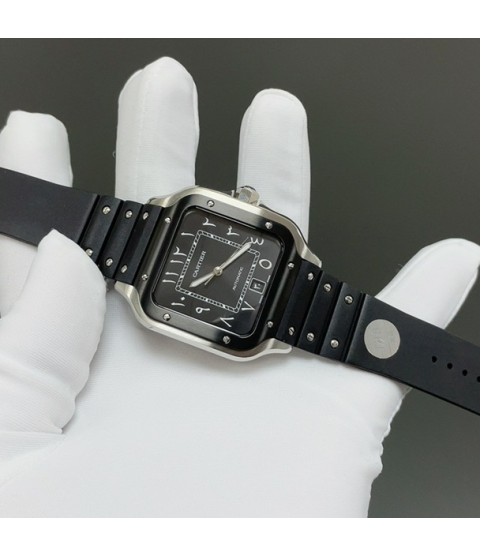 Часы Cartier Santos с черным циферблатом