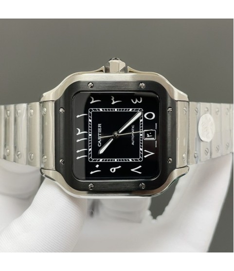 Часы Cartier Santos с черным циферблатом