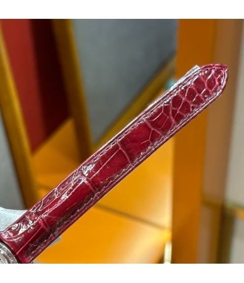 Часы Cartier Pasha с бордовым ремешком