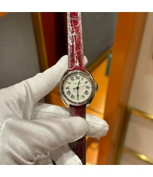 Часы Cartier Pasha с бордовым ремешком