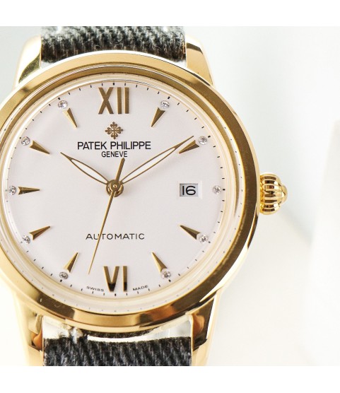 Часы Patek Philippe Calatrava розовое золото и тканевый ремешок